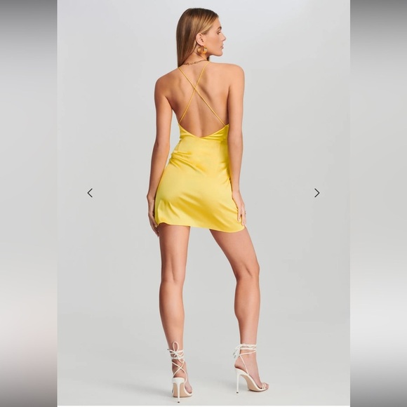 SER.O.YA LEAH SILK DRESS in BRIGHT 💛 yelllw Size‎ Small - Picture 3 of 13